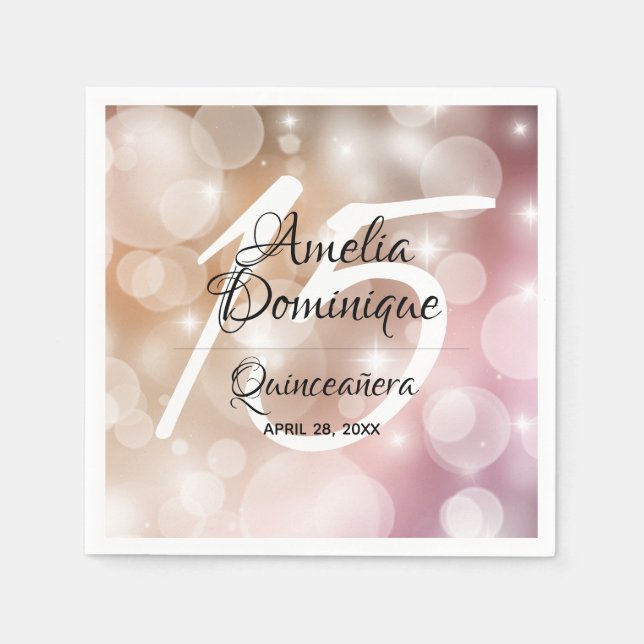 Elegantes Rosa Rosa Rosa Quinceñera Serviette (Vorderseite)
