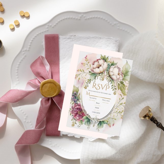 Elegantes Rosa Rosa Rosa Romantische rustikale Hoc RSVP Karte (Von Creator hochgeladen)