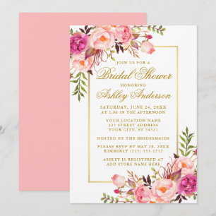 Elegantes Rosa Rosa Rose Gold Brautparty Einladung