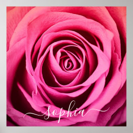 Elegantes rosa Rose Blume Foto Name Poster hinzufü