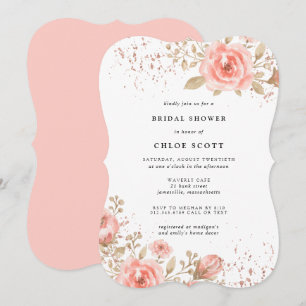 Elegantes rosa Rose Brautparty Einladung