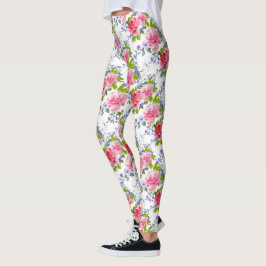 Elegantes rosa Rose Girly Chic Blumenmuster Leggings