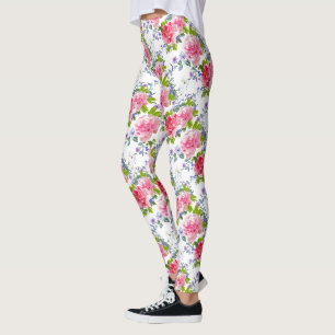 Elegantes rosa Rose Girly Chic Blumenmuster Leggings