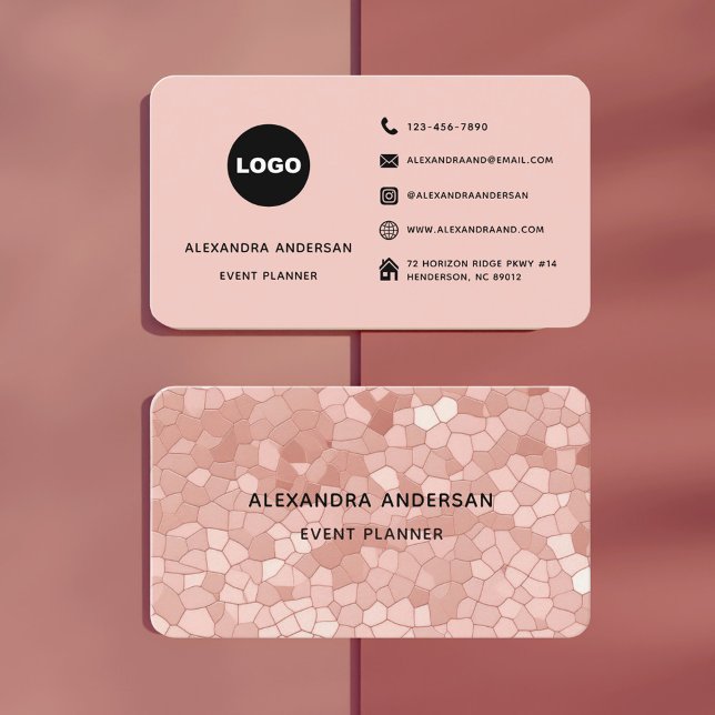 Elegantes, rosa Rose Gold Abstraktes Muster Visitenkarte (Elegant Blush Pink Rose Gold Abstract Pattern Business Card)