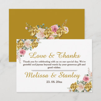 Elegantes Rosa, Rose Gold Eukalyptus Floral Weddin Dankeskarte