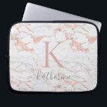 Elegantes rosa Rose Gold Foil Marmor Monogramm Laptopschutzhülle<br><div class="desc">Eleganter Chic Blush Pink | Rose Gold Foil Monogram mit trendigem Rosa oder Rose Goldfolie Marmor und Ihrem individuelle Name und Monogramm.</div>