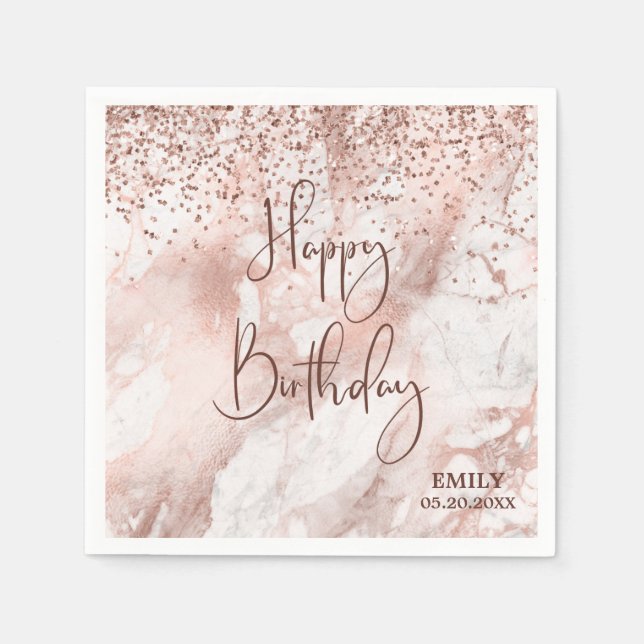 Elegantes rosa Rose Gold Glitzer Persönliches Papi Serviette (Vorderseite)
