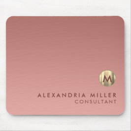Elegantes rosa Rose Gold Monogramm Mousepad