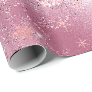 Elegantes rosa Rose Gold Weihnachten Schneeflocken Geschenkpapier