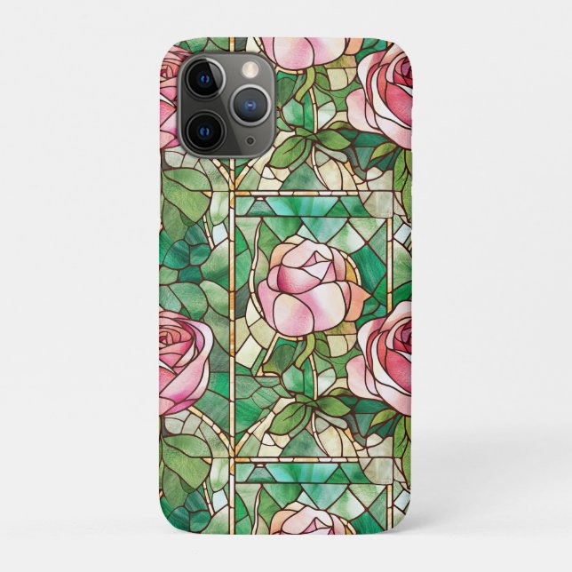 Elegantes rosa Rose Imitat gestanztes Glasmuster Case-Mate iPhone Hülle (Rückseite)