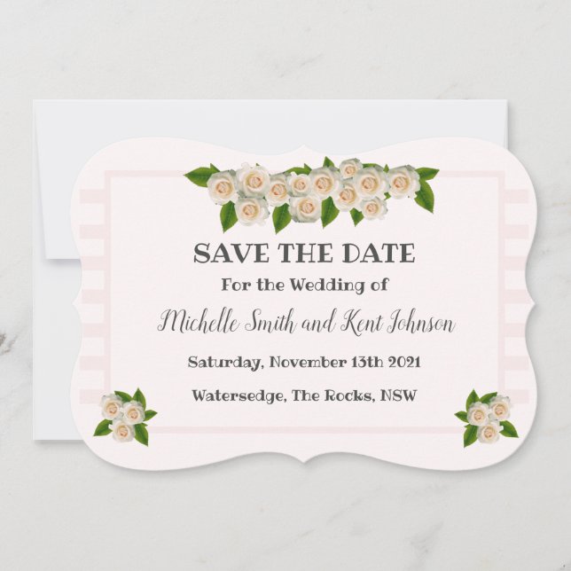 Elegantes Rosa Rose Save the Date (Vorderseite)