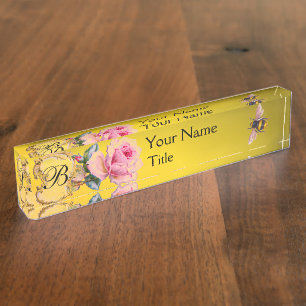 ELEGANTES ROSA ROSEN-UND NAMENSPLAKETTE