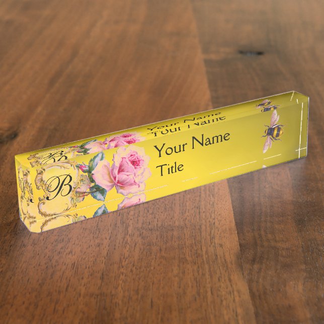 ELEGANTES ROSA ROSEN-UND NAMENSPLAKETTE (Seite)