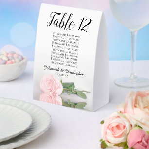 Elegantes rosa Rosenblatt für die Sitzplatzanzahl Tischaufsteller
