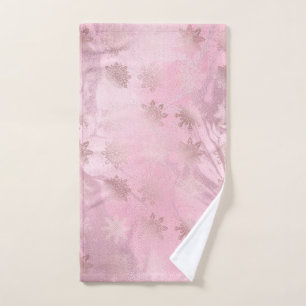 Elegantes rosa Rosengold-Schneeflockenmuster Handtuch