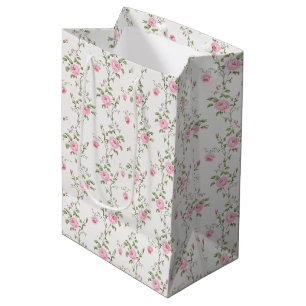 Elegantes rosa Roses-Blume-Muster Mittlere Geschenktüte