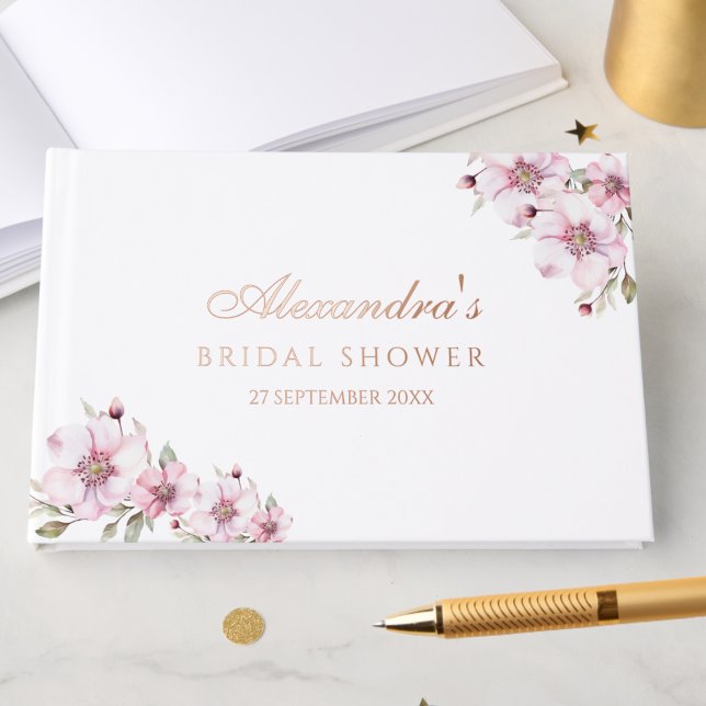 Elegantes rosa Roses Brautparty Gästebuch (Von Creator hochgeladen)