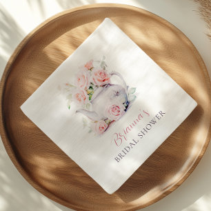 Elegantes Rosa Roses Brautparty Teezeremonie Party Serviette