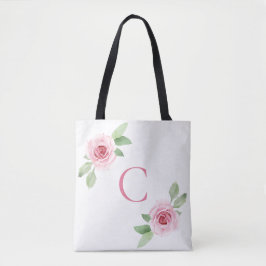 Elegantes rosa Roses Monogramm Tasche