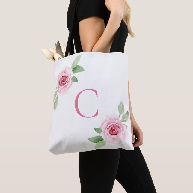 Elegantes rosa Roses Monogramm Tasche (Von Nahem)
