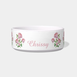 Elegantes rosa Roses Personalisiertes Haustier Napf