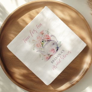 Elegantes Rosa Roses Tea Party Brautparty Serviette