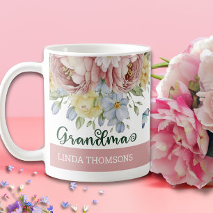Elegantes Rosa-Rot Gelb Frühlings-Blumen-Oma Kaffeetasse