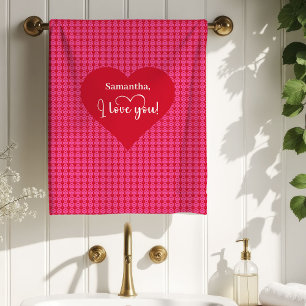 Elegantes rosa-rotes Herz-Valentinstag-Badetuch Badhandtuch Set