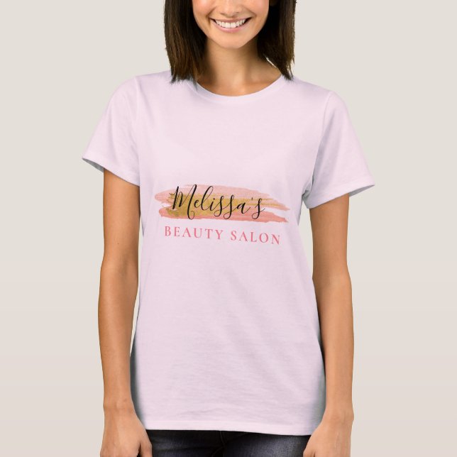 elegantes rosa Salongeschäft T-Shirt (Vorderseite)