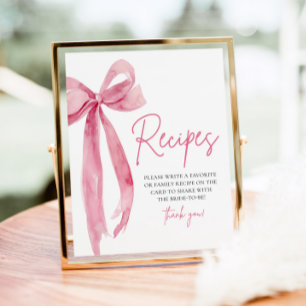 Elegantes rosa Schleife Sie knüpft das Band Rezept Poster