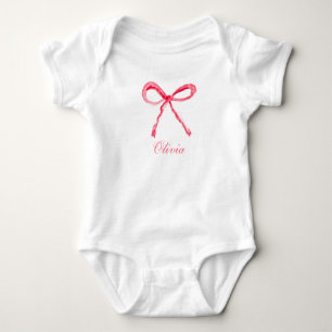 Elegantes rosa Schleifen Kirschen Mädchen Baby-Bod Baby Strampler