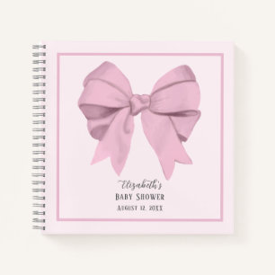 Elegantes rosa Schleifen Mädchen Baby Shower Gäste Notizbuch