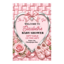 Elegantes rosa Schleifen Mädchen Baby Shower