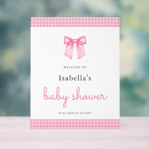 Elegantes rosa Schleifen Mädchen Baby Shower Willk Acrylschild