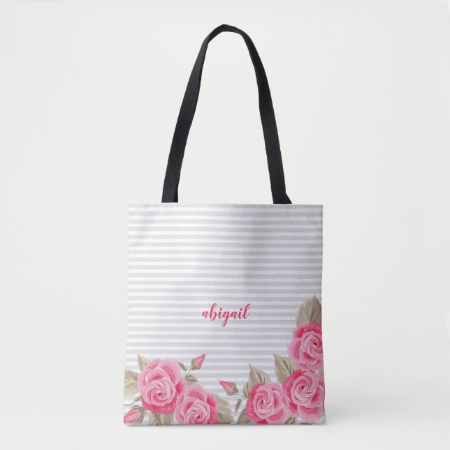 Elegantes rosa, schön und Rose gestreiftes Muster Tasche (Vorderseite)