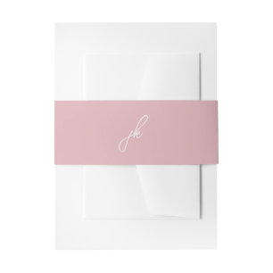 Elegantes rosa Schriftmonogramm Hochzeit Einladungsbanderole