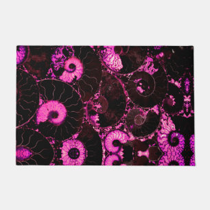 Elegantes rosa, schwarz-nautilus-fossiles Muschel Fußmatte