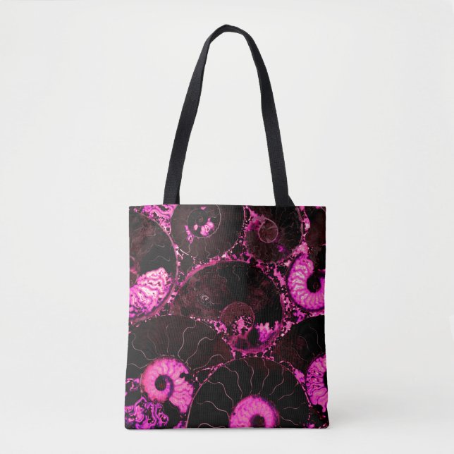 Elegantes rosa, schwarz-nautilus-fossiles Muschel  Tasche (Vorderseite)