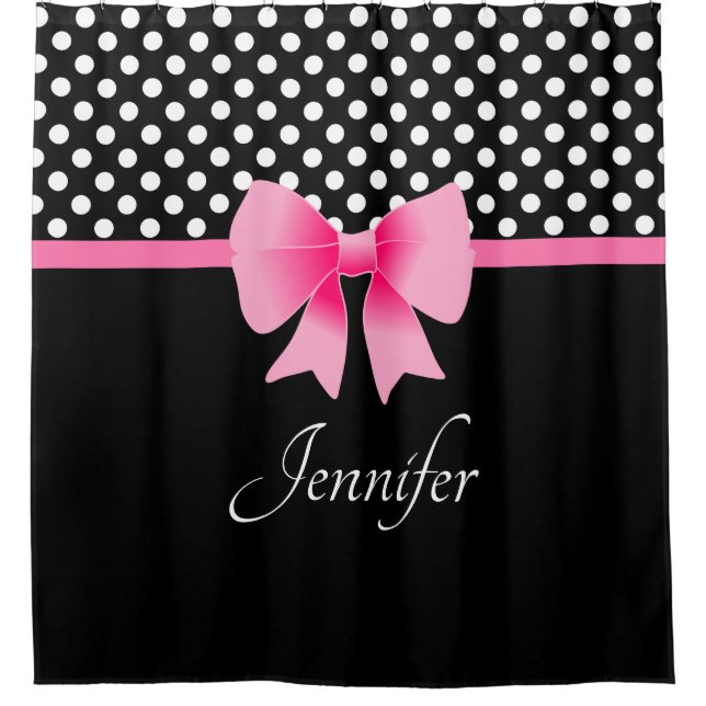 Elegantes rosa, schwarz-weißes Muster Duschvorhang (Vorderseite)