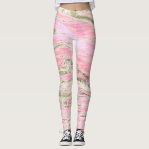 Elegantes Rosa Silber Glitter Marmor Muster Chic Leggings