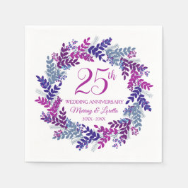 Elegantes Rosa Silver 25-jähriges Party Napkins Serviette