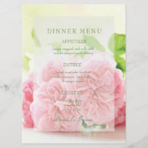 Elegantes Rosa Summer Rose Wedding Menu