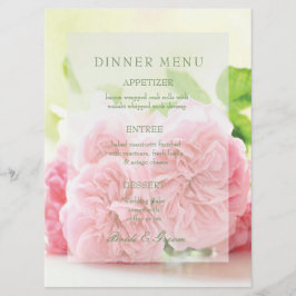 Elegantes Rosa Summer Rose Wedding Menu Menükarte