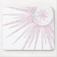 Elegantes rosa Sun Moon Doodle Mandala Weißes Desi