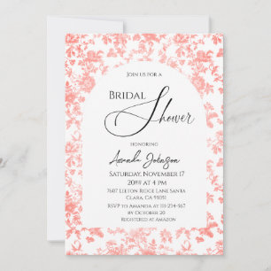 Elegantes Rosa Toile Brautparty Brunch Einladung