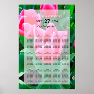 Elegantes rosa Tulips Hochzeitssattel Poster