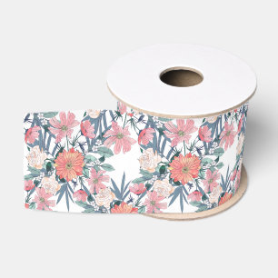 Elegantes rosa und blaues Aquarell Blumendesign Ripsband