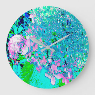 Elegantes rosa und blaues Limelight Hydrangea Große Wanduhr