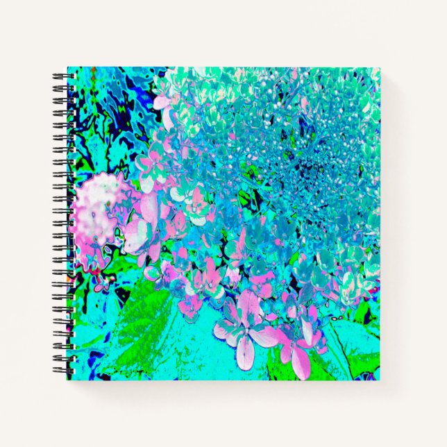 Elegantes rosa und blaues Limelight Hydrangea Notizbuch (Vorderseite)