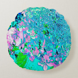 Elegantes rosa und blaues Limelight Hydrangea Rundes Kissen